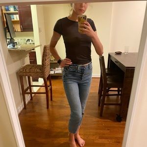 American Eagle Grey Mesh Top